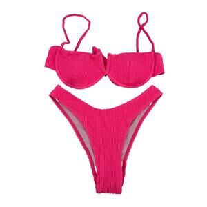Amazon Women's Medium Pink Underwire Push Up Bikini Sets High Rise Swimsuit